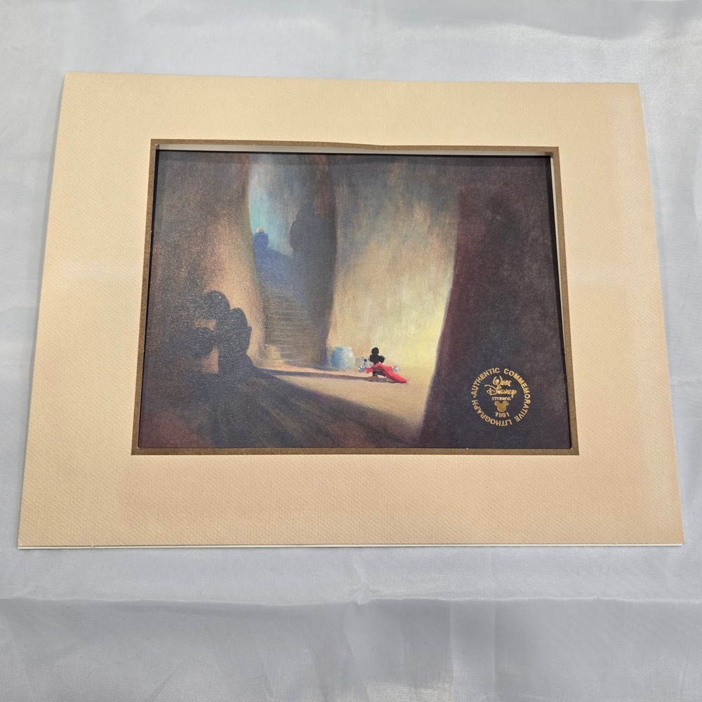 Disney Fantasia Lithograph Tan 1991 Concept Art Mickey Mouse